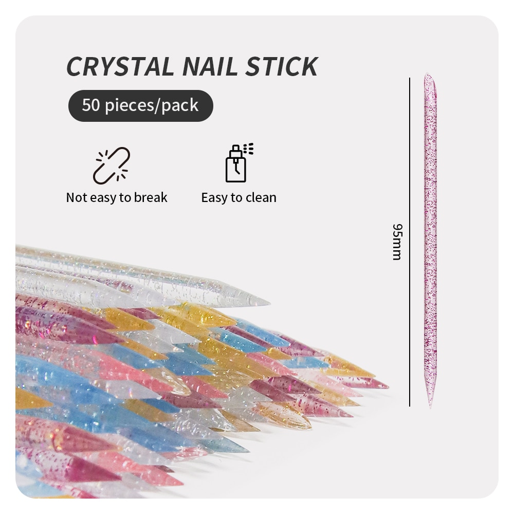 Contour Palette Stick - 50 buah kuku kutikula Pusher kristal