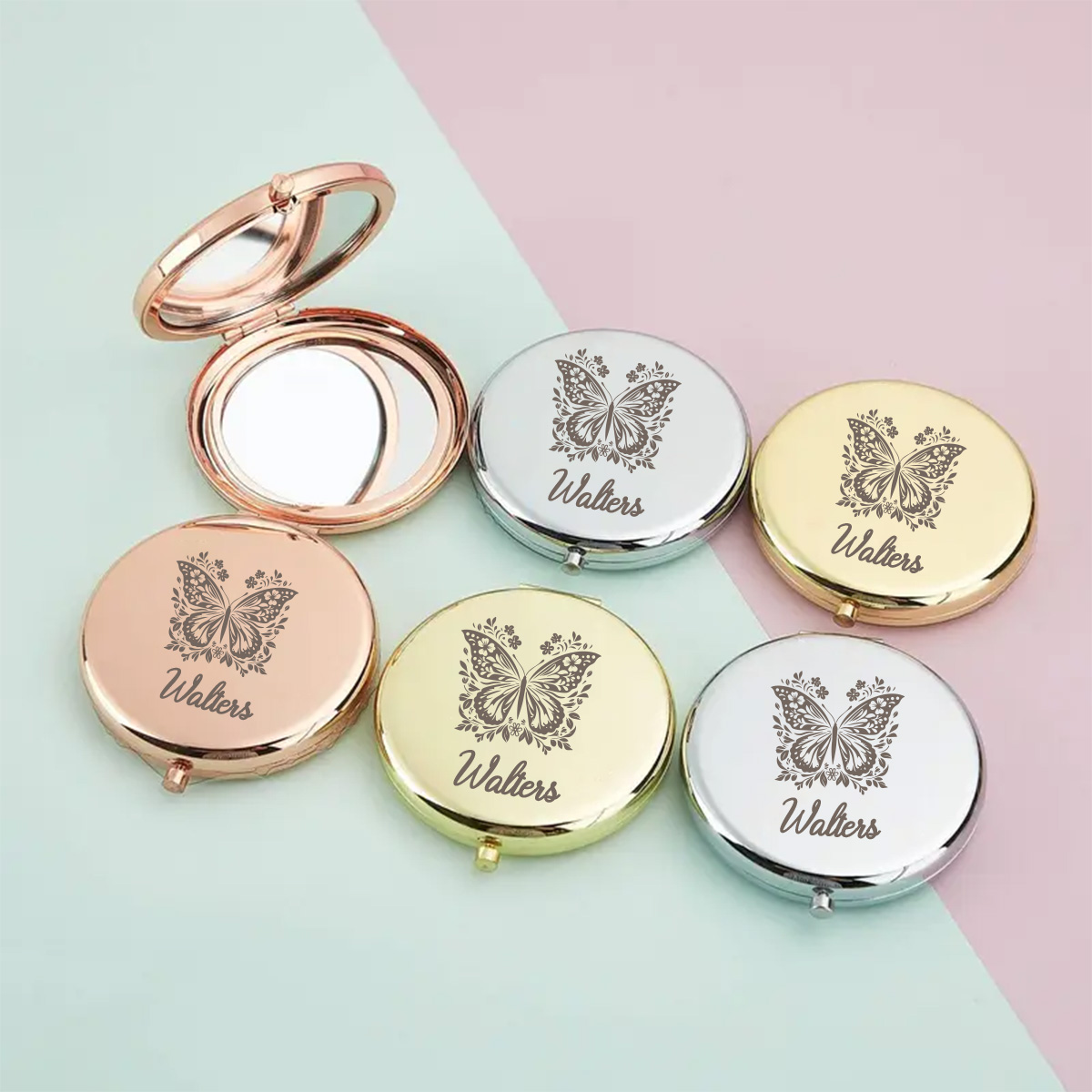 Beauty Makeup Names - 1 Buah Cermin Nama Kustom Kupu-kupu