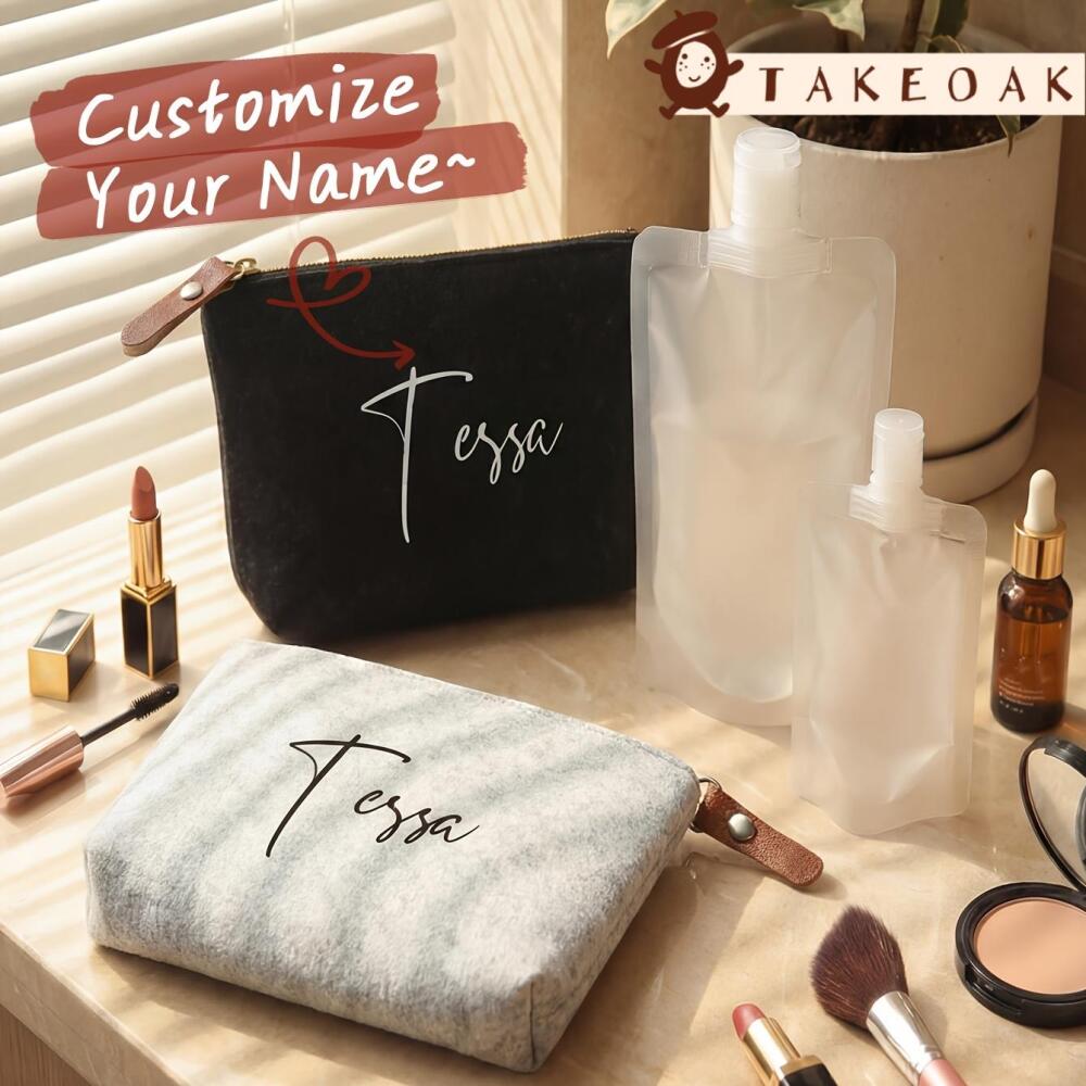 Beauty Makeup Names - Tas Kosmetik Beludru dengan Nama Kustom